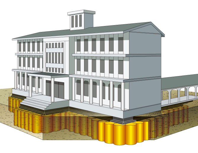 既設の建造物の基礎の耐震補強|ジェットクリート工法の適用事例