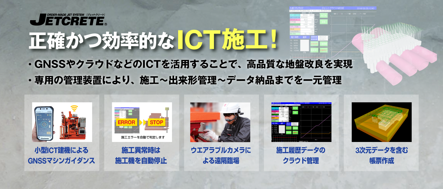 正確かつ効率的なICT施工！｜ジェットクリート｜高圧噴射撹拌工法